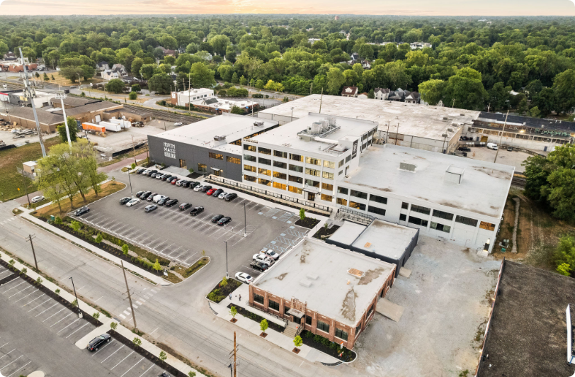 Aerial view of the North Mass District in Indianapolis, Indiana