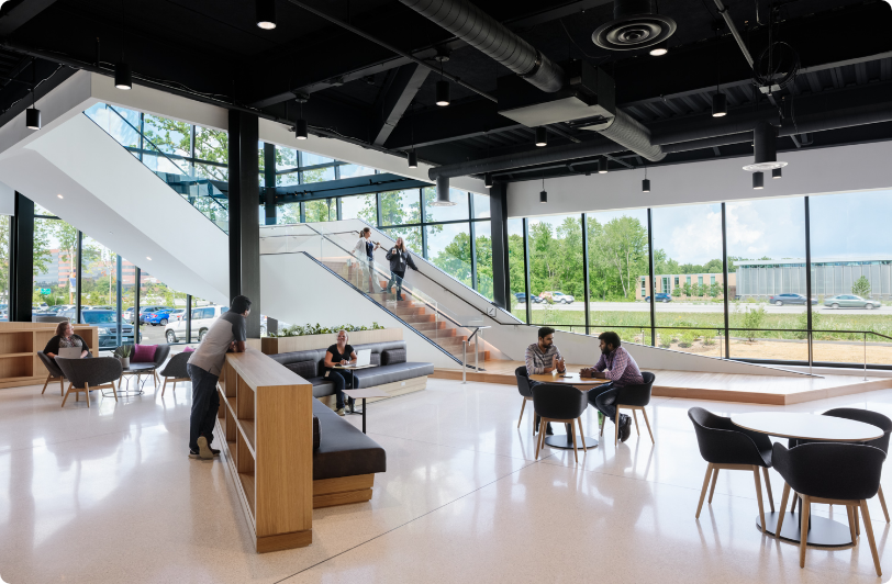Photo of the lobby at KAR Headquarters in Indianapolis